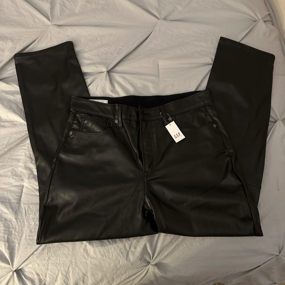 GAP High Rise Faux Leather Pants - Black